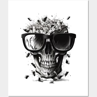 Skull with glasses Posters and Art